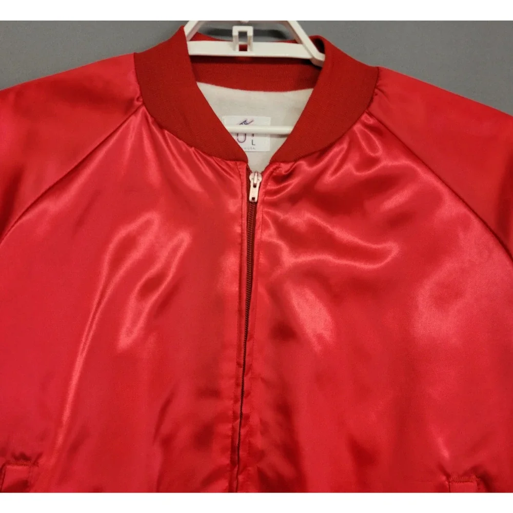 Vintage 1983 Tee Jays Satin Bomber Alabama On Tour Jacket Large Red Band Concert